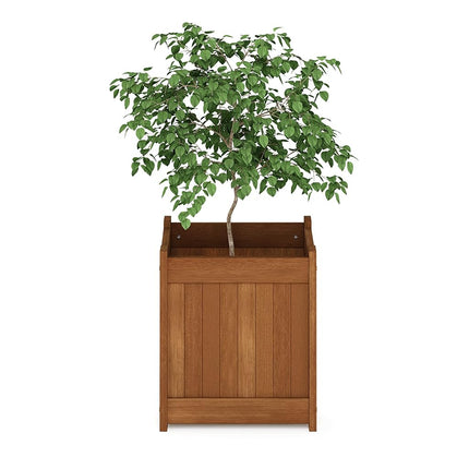 Furinno Tioman Hardwood Outdoor Flower Box, Planter Stand in Teak Oil, Natural