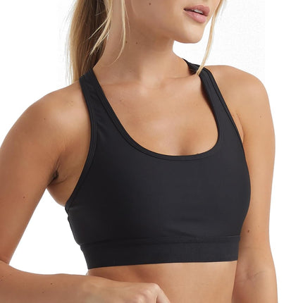 Hanes Women's Compression Racerback Sports Bra, Black, XS