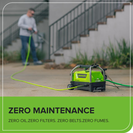 Greenworks 2100 PSI (Certificación SGS) 1.2 GPM Hidrolavadora Eléctrica Compacta de 13A con Mango Telescópico para Coches, Entradas de Garaje, Patios, Muebles de Patio y Alrededor de Piscinas