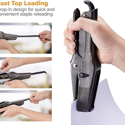 Bostitch Office B8 Plier Stapler Heavy Duty with 1250 1/4" Staples - 45-Sheet No Jam - Full Strip Metal Industrial Stapler - 210 Staple Capacity - for Cardboard, Paper, Fabric