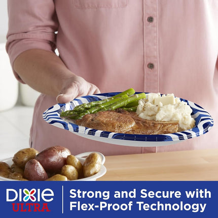 Glattol Dixie Ultra Paper Plates, 10 1/16 inch, Dinner Size Printed Disposable Plate, 172 Count (4 Packs of 43 Plates), Packaging and Design May Vary