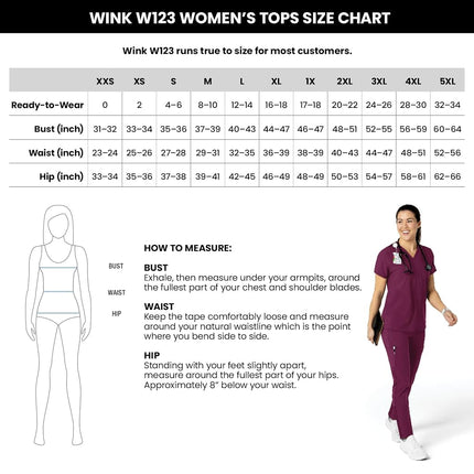WonderWink 6155ABLACXL W123 Women's Stylized V-Neck Top, Black, Standard-XL Size