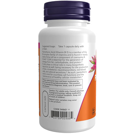 NOW Pantothenic Acid 500 mg,100 Capsules