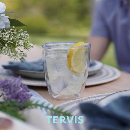 Gobelet Tervis transparent et coloré de 355 ml, fabriqué aux États-Unis, à double paroi isolante, pour boissons froides ou chaudes, lot de 4, transparent