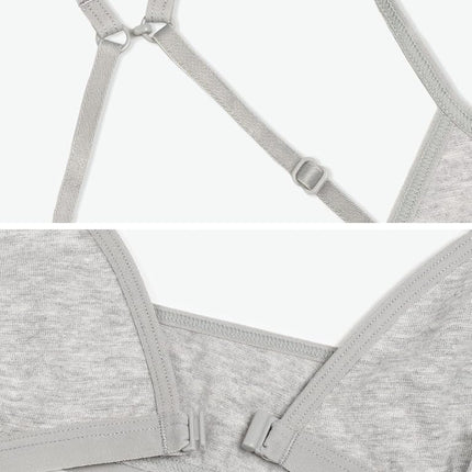 Fruit of the Loom, Bralette convertible de algodón para niñas grandes, paquete de 3, gris jaspeado/blanco/negro, 36