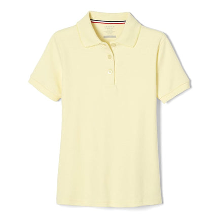 French Toast Girls Size' Short Sleeve Interlock Polo with Picot Collar, Yellow, X-Large/18/20/Plus
