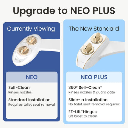 LUXE Bidet NEO 120 - Self-Cleaning Nozzle, Fresh Water Non-Electric Bidet Attachment for Toilet Seat, Adjustable Water Pressure, Rear Wash (Gold)