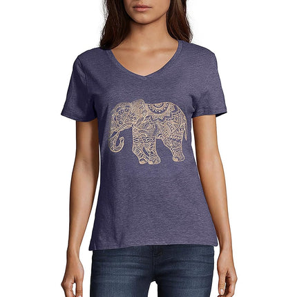 Hanes womensO9175Women's Short Sleeve Graphic V-Neck Tee Short Sleeve Shirt - Blue - Large