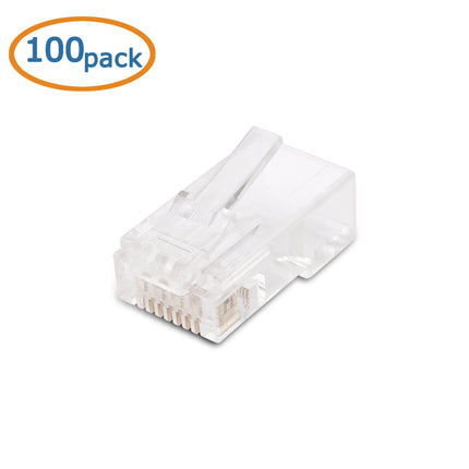 Cable Matters Lot de 100 fiches modulaires Cat 6 RJ45 pour câbles de grand diamètre, plaquées or 50µ, connecteur Cat6 RJ45, connecteur Ethernet, embouts Ethernet, connecteurs Cat6
