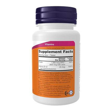 NOW Foods Folic Acid 800 mcg Tabs (Pack of 2)