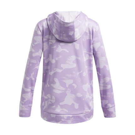 Under Armour girls Armour Fleece Printed Hoodie Hooded Sweatshirt, (535) Salt Purple / / Black, L