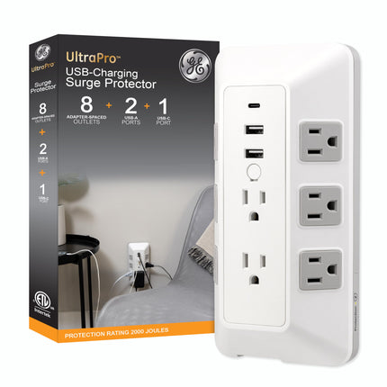 GE 8 Output Surge Protector with USB Power Socket 