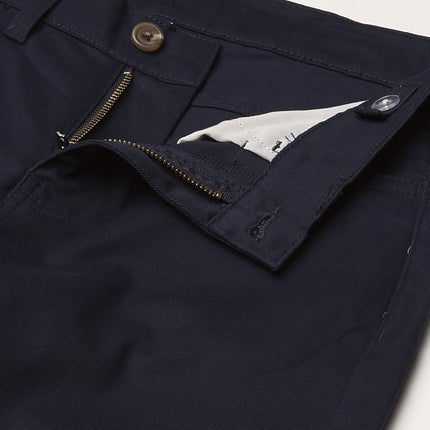 Nautica Boys Flat Front Stretch Twill Chino Khaki Pant, Navy 5-Pocket, 14 Husky