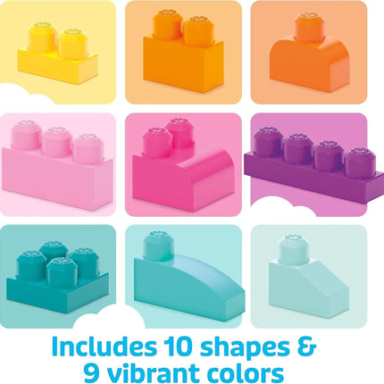 MEGA BLOKS Fisher-Price Toddler Block Toys, Big Building Bag with 80 Pieces and Storage Bag, Pink, Gift Ideas for Kids Age 1+ Years, DCH62