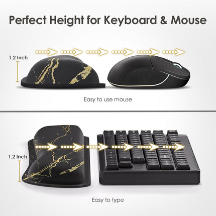 Gimars Upgrade Silky & Superfine Fabric Gel Memory Foam Keyboard Wrist Rest Set, 3 PCS, Ergonomic Keyboard Mouse Wrist Support for Easy Typing Pain Relief, Comfort for Office, Gaming, Computer, Marble