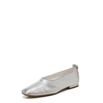 Franco Sarto Women's Vana Slip on Ballet Flat Loafer, Silver Metallic, 6.5 Wide
