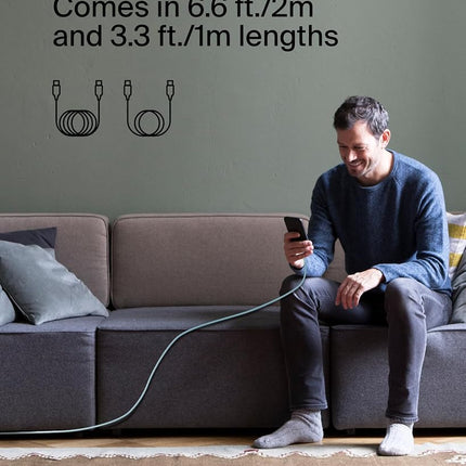 Belkin BoostCharge Braided USB-C to USB-C Cable (1M/3.3ft) for iPhone 16, 16 Pro, 16 Pro Max, 16 Plus, Galaxy S25, S24, Note, Pixel 9, Pixel 8, iPad Pro & More - Blue