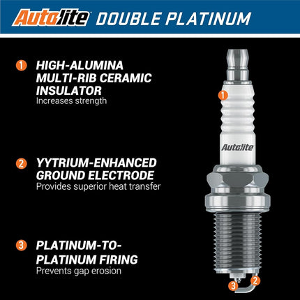 Autolite APP5364-4PK Double Platinum Spark Plug, Pack of 4
