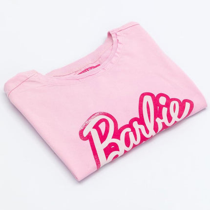 Barbie Cropped T-Shirt for Women | Ladies Fashion Doll Retro Logo Pink Crop Top Fashionista Clothing Merchandise Large