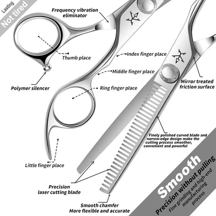 Fengliren High-end Professional Razor Edge Hair Thinning Scissors/Shears 6 Inches Made Of Advanced Stainless Steel Alloy By Hand Exclusive For Senior Barber/Hairdressing Salon/Family