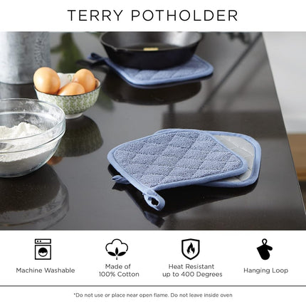 DII 100% Cotton, Machine Washable, Heat Resistant, Everyday Kitchen Basic, Terry Pot Holder, 7 x 7, Set of 3, Mustard