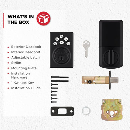 Kwikset Powerbolt 240 5-Button Keypad Matte Black Contemporary Electronic Deadbolt Door Lock, Featuring Convenient Keyless Entry, Customizable User Codes and Auto Locking