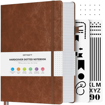 Bullet Dotted Journal, 312 Numbered Pages Leather 