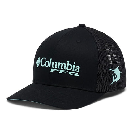 Columbia PFG Logo Mesh Ball Cap, Black/Gulf Stream