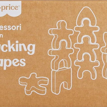 Fisher-Price Wood Montessori Toy Stacking Shapes, American Montessori Society Seal of Excellence, 16-Piece Wooden Learning Activity & Expert Play Tips for Kids Ages 2+ Years, JHC05