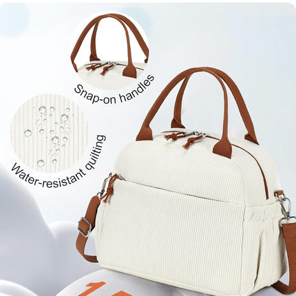 Bluboon Lunch Bag for Women Men Cute Corduroy Lunch Tote Bags Reusable Insulated Lunch Box Large Capacity Reusable Insulated Cooler for Work Picnic or Travel