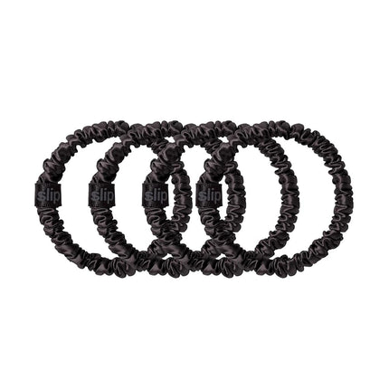 Slip Silk Hair Ties, Black Skinny Scrunchies, Set of 4 | Anti-Damage