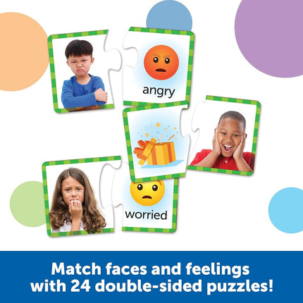 Learning Resources Feelings & Emotions Puzzle Cards, 48 Pieces, Social Skills, Speech Therapy Materials, Social Emotional Learning Toys and Games for Kids, Ages 3+