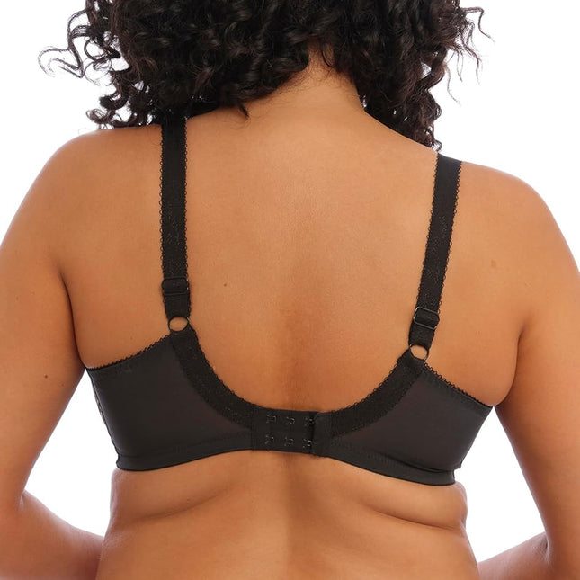 Elomi Women's Morgan Underwire Banded Bra with Stretch Lace, Ebony, 44E