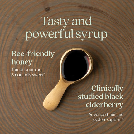 New Chapter Elderberry Syrup, 24 Servings, Immune Defense for Kids (4+) & Adults, 64x Concentrated Black Elderberry + Grade A Honey, No Corn Syrup, Non-GMO, Gluten Free