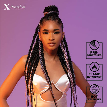 Cheveux tressés pré-étirés Sensationnel X-pression - tresse 3x 58 pouces tout kanekalon ignifuge synthétique pour tresses africaines et torsades (1 paquet, SM1B/30)