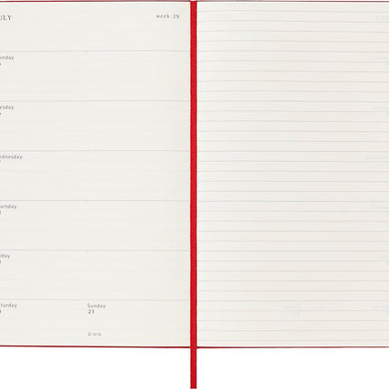 Moleskine Weekly Planner 2023-2024, 18-Month Agenda, Academic Diary, Weekly diary with Hard Cover, Large Format 13 x 21 cm, Colour Scarlet Red