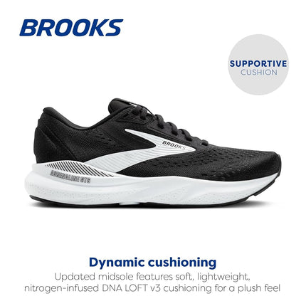 Brooks Women’s Adrenaline GTS 24 Supportive Running Shoe, Black/White, 11.5 Wide