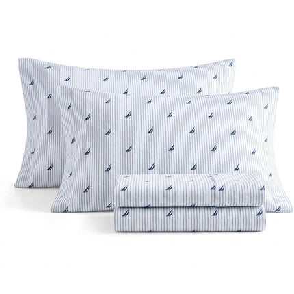 Nautica Cotton Percale Sheet Set, Full, Audley