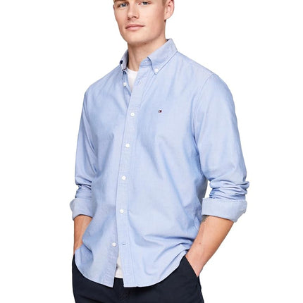 Tommy Hilfiger Short Sleeve Oxford Regular Fit, Men's Button Down Shirts, Shirt Blue, S