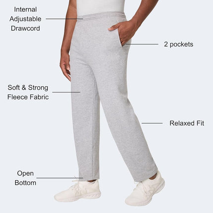 Hanes Men's EcoSmart Bottom Sweatpants, Midweight Fleece Open-Hem Sweats, Light Steel, XXL