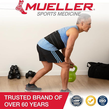 Mueller Sports Medicine Adjustable Back Brace One Size Fits Most, Black
