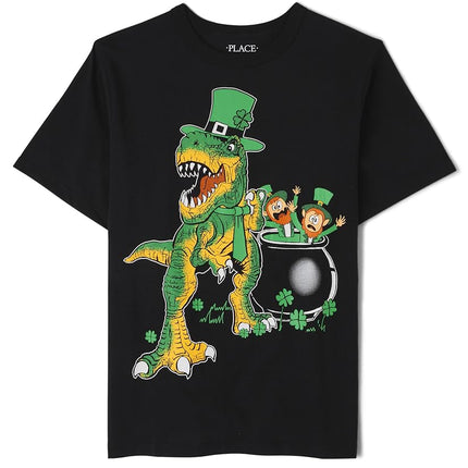 The Children's Place Boys' Short Sleeve Graphic T-Shirt, St Pats Dino, 10-12