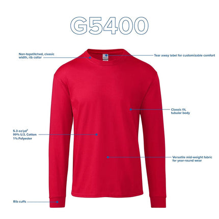 Gildan Heavy Cotton Long Sleeve T-Shirt, Style G5400, 2-Pack, Ash Grey
