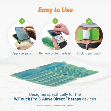 Hollywog Gel Pad Refills | WiTouch Pro & Aleve Direct Therapy TENS | Reusable | Sticky Pads for TENS Unit - 1 Pack of 10 Pads