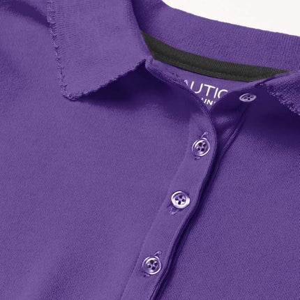 Nautica Girls' School Uniform Short Sleeve Pique Polo Shirt, Purple, 12-14