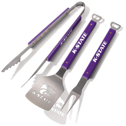YouTheFan 5021725 NCAA Kansas State Wildcats Spirit Series 3-Piece BBQ Set, 22" x 9", Team Colors