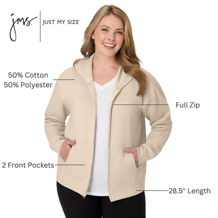 JUST MY SIZE womens Just My Size Zip-up Fleece Women's Hoodie, Ecosmart Hooded Sweatshirt, Plus Size