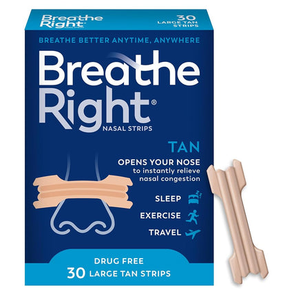 Breathe Right Drug-Free Nasal Strips, Tan, Large, 