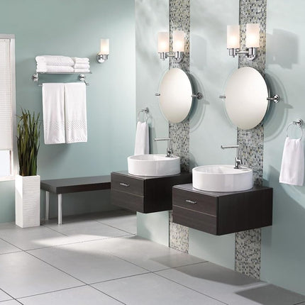 Moen DN0762CH Iso 2-Light Dual-Mount Bath Bathroom Vanity Fixture with Frosted Glass, Chrome