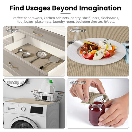 BAGAIL Non-Adhesive Shelf Liner, Thick Strong Grip Drawer Liners for Kitchen Cabinets, Heavy-Duty Easy Cut Cabinet Liners for Shelves, Pantry, Bathroom Cupboards - 45 * 600cm, Beige